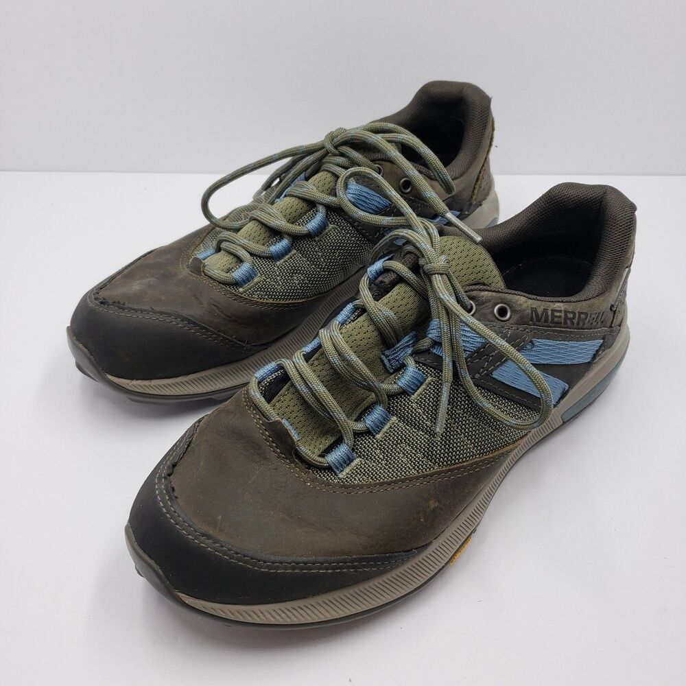 Merrell Zion Waterproof Hiking Shoes Womens Size 9 Brown Blue Vibram J18804